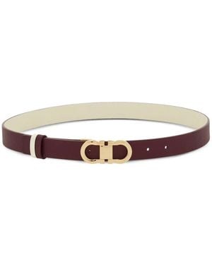 Ferragamo Gancini Reversible Leather Belt - White