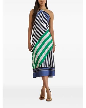 Ralph Lauren Striped Halterneck Midi Dress - Green