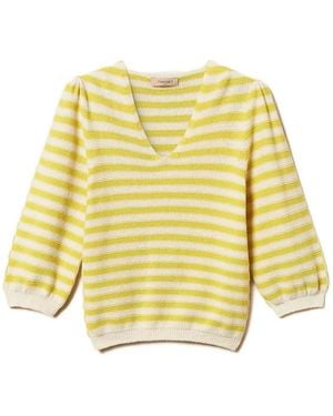 Twinset Two-Tone Striped Seamless Jumper - Yellow