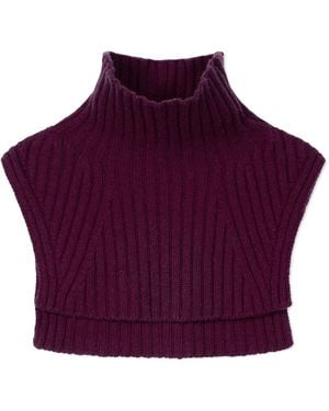 Eric Bompard Ribbed-Knit Bib - Purple