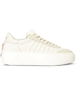 Barracuda Bolla Crochet-Knit Leather Sneakers - White