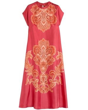 Momoní Placed Print Kimono Sleeve Dress - Red