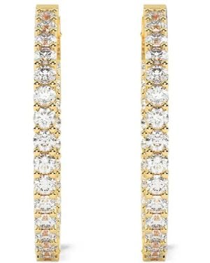 Diamond Essentials Pendientes De Aro Huggie Ovalados Con Diamantes De Laboratorio - Blanco