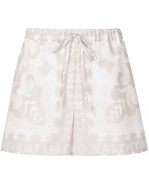 Valentino Garavani Geometric-Print Drawstring Shorts - White