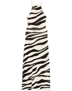 Sandro Maxi Zebra-Print Knitted Dress - White