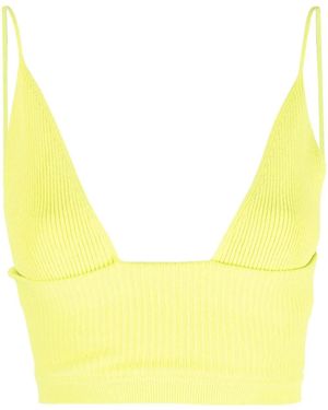DSquared² Ribbed-Knit Bralette Top - Yellow