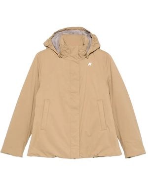K-Way Marlette Hooded Logo-Patch Jacket - Natural