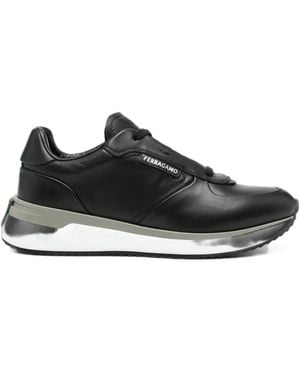 Ferragamo Gancini Logo-Plaque Sneakers - Black