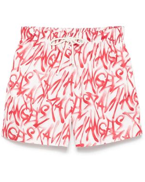 Palm Angels Badeshorts Mit Graffiti-Print - Rot