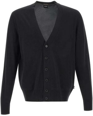 BOSS Klassischer Cardigan - Blau