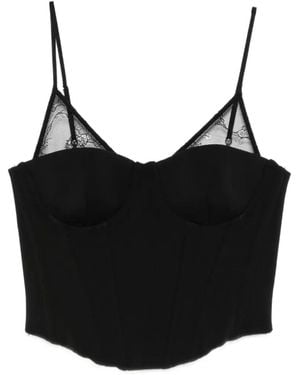 Patrizia Pepe Lace-Panelled Corset Top - Black