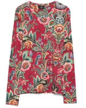 Etro Floral-Print Long-Sleeve Top - Red