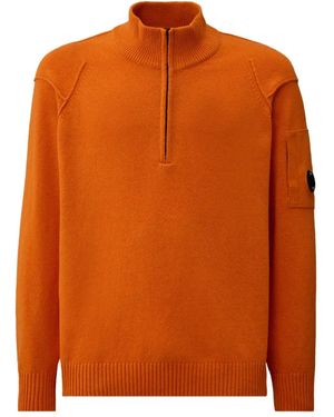 C.P. Company Lens-Detail Half-Zip Jumper - Orange
