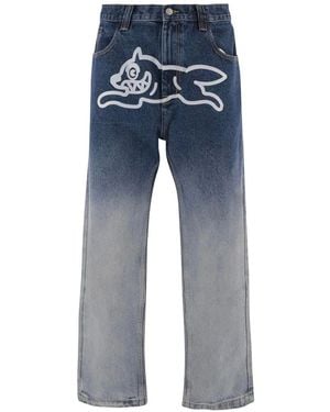 ICECREAM Ombré-Wash Graphic-Print Jeans - Blue