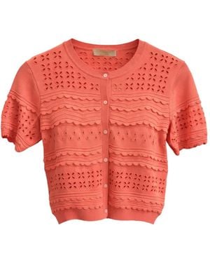 Ulla Johnson Eyelet Knit Cardigan - Red