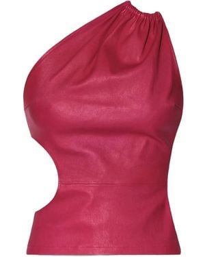 Amiri One-Shoulder Cut-Out Top - Red