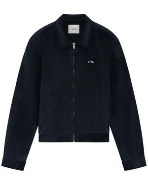 Arte' Corduroy Logo-Embroidered Jacket - Blue