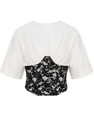 Hamza Marsilia sheer lace corset top - Weiß