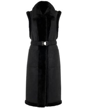 Liu Jo Faux-Fur Trim Belted Jacket - Black