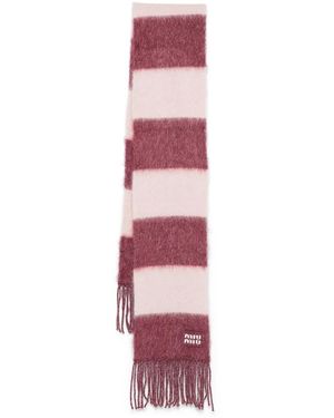Miu Miu Logo-Patch Scarf - Pink