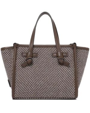 MARCELLA CLUB Small Marcella Herringbone-Weave Tote Bag - Grey