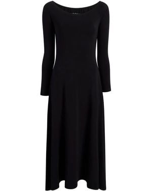 Another Tomorrow Boat-Neck Long-Sleeve Midi Dress - Black