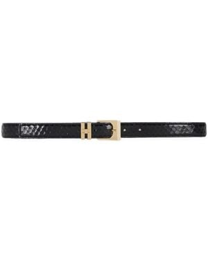 Elisabetta Franchi Leather Belt With Fish Scale Pattern - White