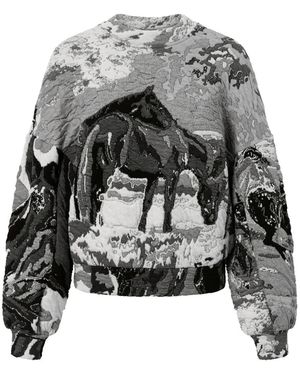 Anntian Jersey Con Motivo De Caballos - Gris