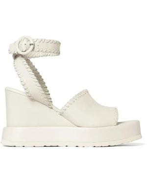 Paloma Barceló Manun Whipstitch-Trim Wedge Sandals - Natural