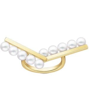 Tasaki 18K Collection Line Balance Arm Akoya Pearl Ring - Natural