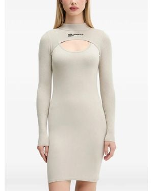 Karl Lagerfeld Long-Sleeve Cut-Out Mini Dress - White