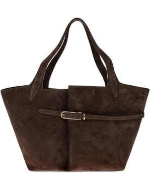 Liffner Buckle-Detail Suede Tote Bag - Brown