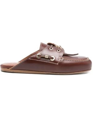 Maje Heitor Eyelet Lace-Up Mules - Brown