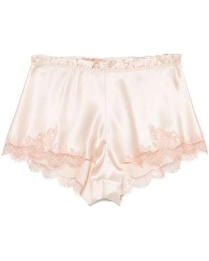 Carine Gilson Culotte En Soie Ornée De Dentelle De Calais-Caudry - Neutre