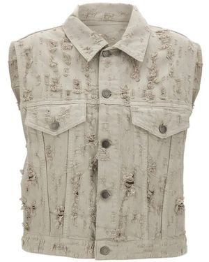 Haikure Ryder Bull Destroy Denim Gilet - Gray