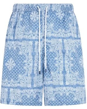 Fedeli Costume Da Bagno Con Stampa Paisley E Coulisse - Blu