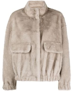 Ba&sh Paros Faux-Fur Cropped Jacket - Natural