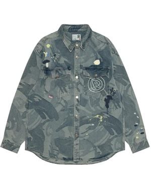 Aape By A Bathing Ape Camouflage-Pattern Shirt - Blue