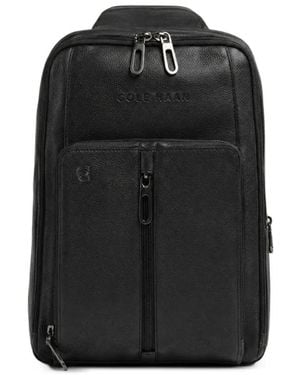Piquadro Logo-Debossed Grained-Leather Backpack - Black