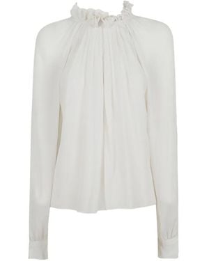 Alberta Ferretti Ruffled Pleated Blouse - White