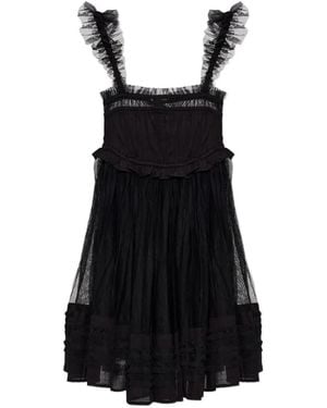 AllSaints Angela Ruffled Tulle-Overlay Mini Dress - Black