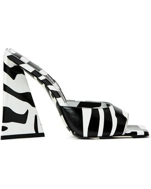 The Attico Devon Zebra Print 115Mm Mules - Black
