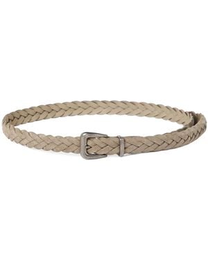 Brunello Cucinelli Braided Leather Belt - White