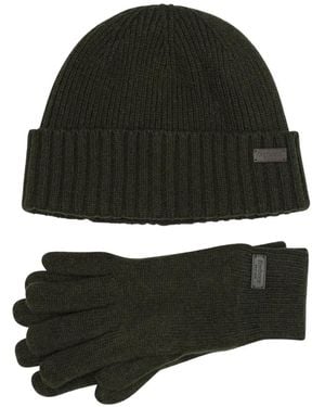 Barbour Carlton Ribbed Beanie Hat And Gloves Set - Black