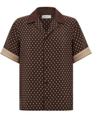 Ferragamo Diamond-Print Silk Shirt - Brown