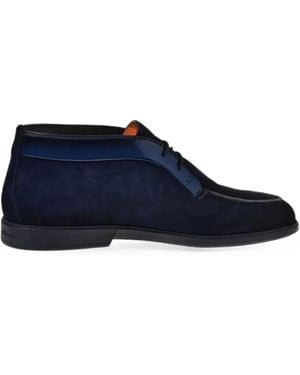 Santoni Suede Apron-Toe Desert Boots - Blue