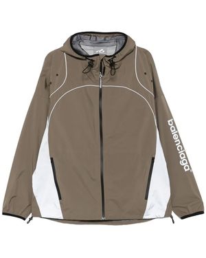 Balenciaga Logo-Print Panelled Jacket - Brown