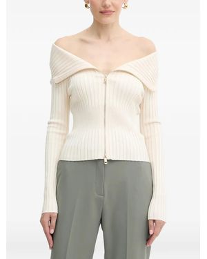 Guess Off-Shoulder Zip Knitwear - White