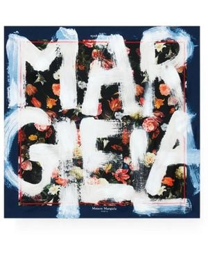 Maison Margiela Floral-Print Pocket Square Scarf - Blue