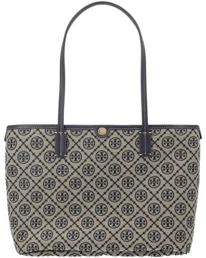 Tory Burch T Monogram Jacquard Tote Bag - Gray